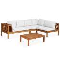 Ecksofa-Gartenlounge-Set für 4 Personen mit Tisch aus FSC®-zertifiziertem Eukalyptusholz 