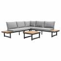 Ecksofa-Gartenlounge-Set für 6 Personen aus Aluminium und FSC®-zertifiziertem Holz