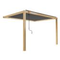 Angebaute bioklimatische Pergola 3 x 4 m aus Aluminium mit Holzdekor