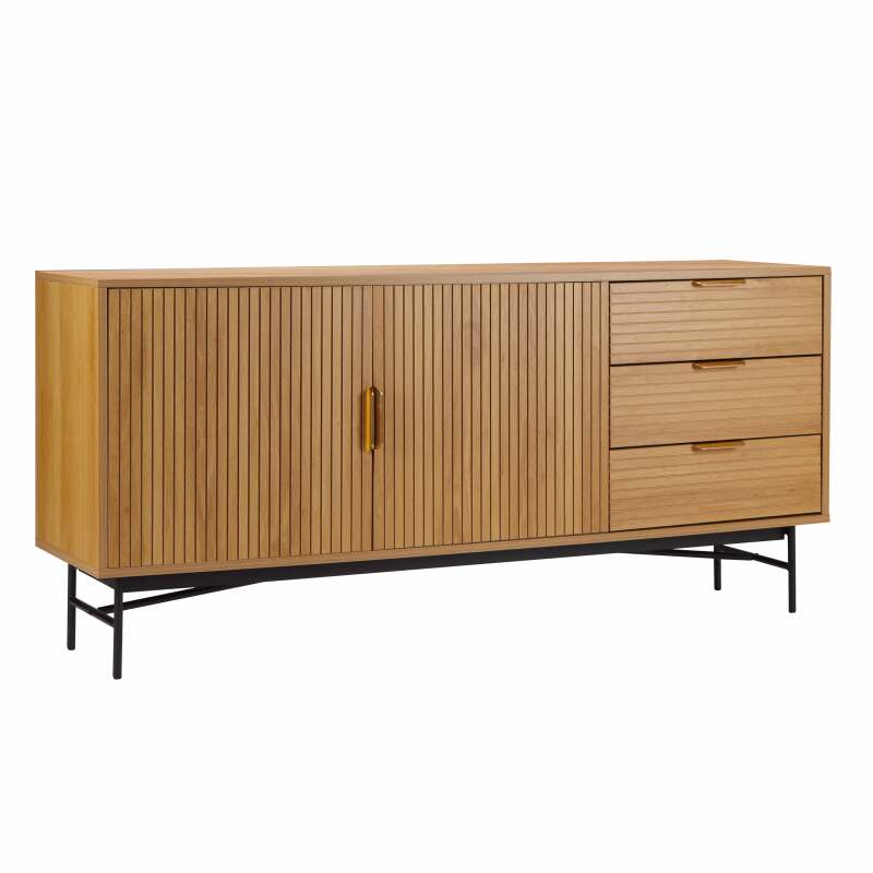 Sideboard mit 2 Türen und 3 Schubladen aus Melamin und Stahl 160 cm