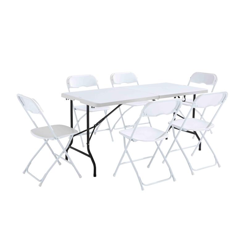 Klapptisch und Stühle 162 cm, 6 Sitze, HDPE