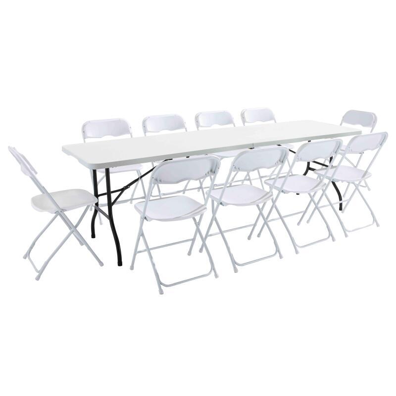 Klapptisch und Stühle 244 cm, 10 Sitze, HDPE