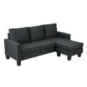 Ecksofa mit 3-Sitzer-Chaiselongue aus Stoff