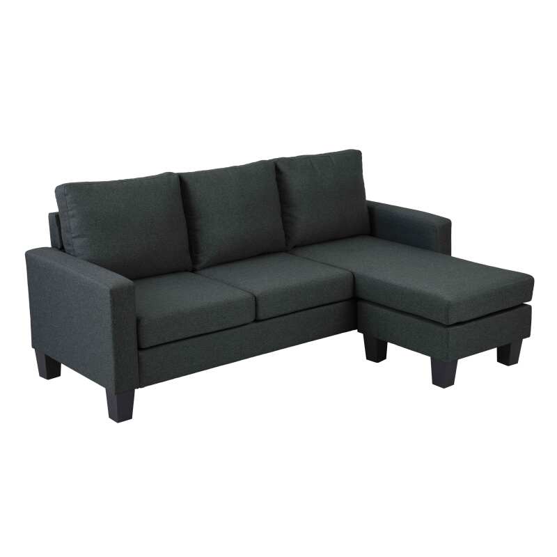 Ecksofa mit 3-Sitzer-Chaiselongue aus Stoff