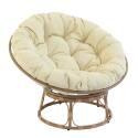 Papasan-Sessel aus Stahl und synthetischem Rattan mit Kissen