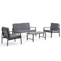 Gartenlounge-Set aus Aluminium für 4 Personen mit 2 Sesseln und einem Couchtisch 