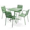 Quadratischer Bistrot-Gartentisch 70 x 70 cm klappbar und 4 Stühle mit Armlehnen aus Metall 