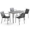 Rechteckiger Gartentisch 120 x 70 cm und 4 Stühle mit Armlehnen aus Metall 