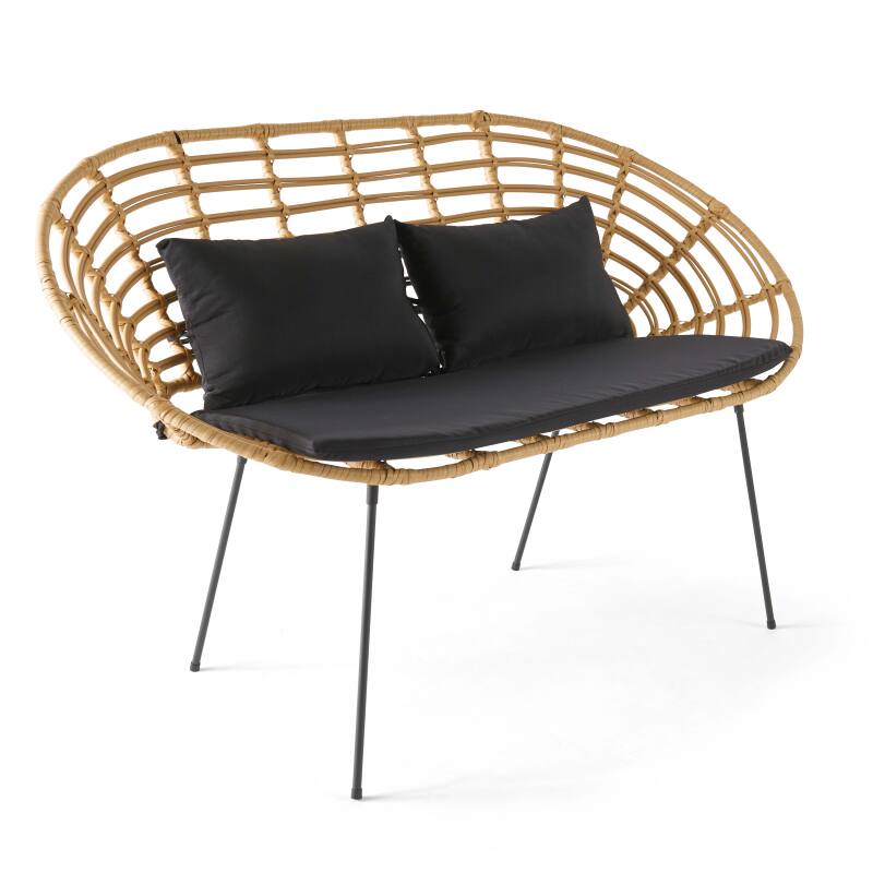 Gartensofa aus geflochtenem Rattan-Effekt-Kunstharz für 2 Personen 